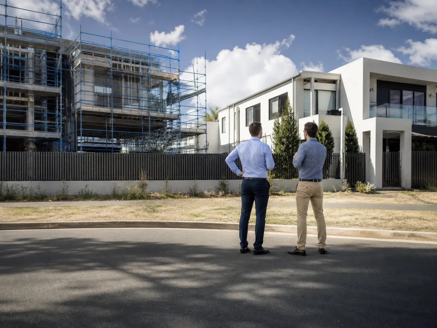 Two linked house models representing cross collateralised property loans