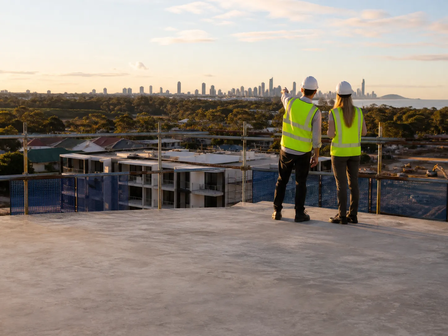 Construction site with loan documents representing LVR in property development