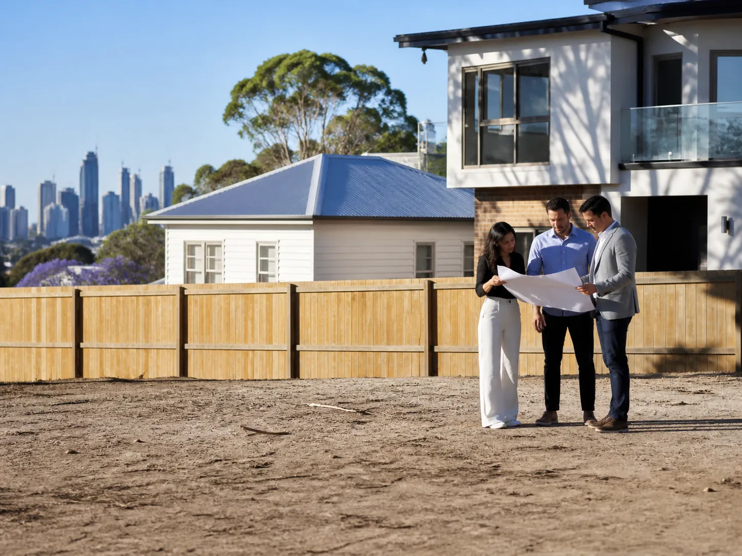 Professional property deal pack with site photos, feasibility, planning notes and comparable sales on a desk