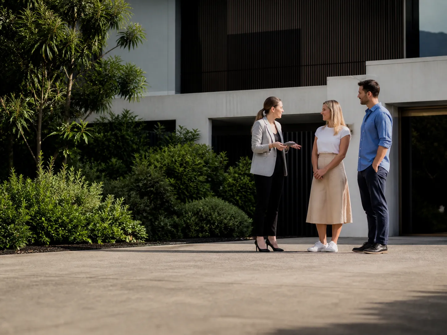 Property manager handing over keys to a rental property in Australia